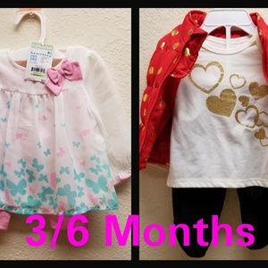 (2) Brand New with tags 3/6 months outfits.
